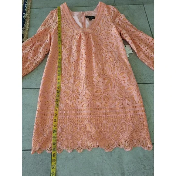 Laundry by Shelli Segal peach lace dress size 12 - Picture 6 of 7